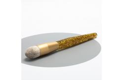 China OEM Short Round Domed Liquid Foundation Makeup Brush With Longer Glitter Handle supplier