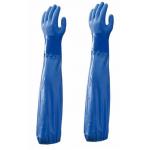 Blue Color Oil Resistant Gloves , Long Sleeve Work Gloves Non Powdered for sale