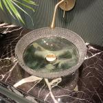 Smooth Finish Glass Vessel Basins With Center Drain Location for sale