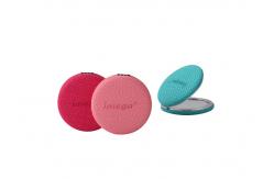 China PU Cosmetic Pocket Mirror Foldable 72mm Thickness Weave Pattern supplier