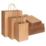 Uncoated Lining Kraft Paper Bags With Handles CMYK / Pantone 8 Color Flexo Printing for sale