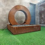 Led Light Corten Steel Water Feature For Garden