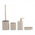 4pcs white and sand color unique bathroom accessories with circle line white soap dish bowl brush  for sale