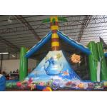White Shark Inflatable Obstacle Courses Silk Printing 14 X 4m With Palm Trees