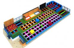 China Childrens Bounce Trampoline Park With Ninja Warrior Course And Climbing Wall supplier
