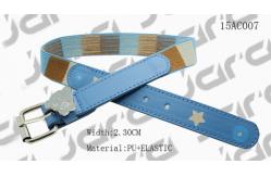 China Square Printing Blue Kids Elastic Belts Metal Bear On The Loop Nickel Buckle supplier