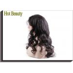 Virgin Human Hair Front Lace Wigs Loose With Baby Hair Around , Elastic
