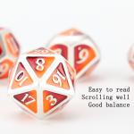 Customized metal DND dice color solid polyhedron metal dice set with silver numbers, used for chessboard game D & D for sale