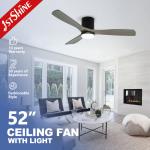 Flush Mount Ceiling Fan 52 Inch Metal Wood Modern Loft Decorative with Remote Control for sale