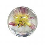 3D Crystal Paperweight Ball , Custom Paperweight With Flowers Inside
