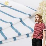 Breathable Moisture Absorbent Striped Cotton Fabric Comfortable Texture For T Shirt for sale