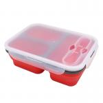 3 Compartments Dishwasher Safe Collapsible Bento Box BPA Free For Kids for sale