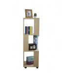 Economic Home Wooden Book Rack Three Panels Hollow Design With 4 Wheels