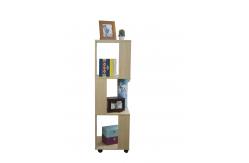 China Economic Home Wooden Book Rack Three Panels Hollow Design With 4 Wheels supplier