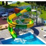 3 Meters High Open Body Slide, Green And Yellow Swimming Pool Slide for sale