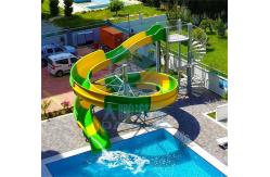 China 3 Meters High Open Body Slide, Green And Yellow Swimming Pool Slide supplier