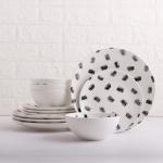 Nordic Handmade Vintage Ceramic Plate Set Black Speckled Pattern Sustainable for sale