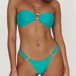 Colorful Striped and Floral Bikini Set with Removable Padding for Swimming for sale