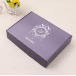 Foldable Purple Corrugated Paper Gift Packaging Box Silver Foil Stamping for sale