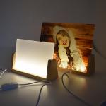 U Shaped Acrylic Sublimation Led Photo Frame With Wooden Base Photo Printing Picture Frame Blanks for sale