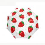 China Strawberry Print UV Protection Semi Automatic Windproof Foldable Umbrella For Women for sale