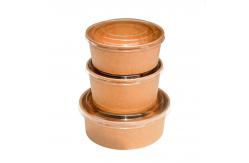 China Kraft Paper Food Takeaway Box Fruit Salad Packaging Containers With Plastic Cover supplier