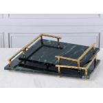 Home Decorative Display Marble Tray Rectangle With Metal Frame for sale
