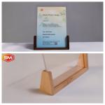 A4 Clear Desktop Clear Acrylic Photo Frame with Wood Base for sale