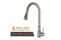 China MixerDeck Mounted Kitchen Mixer Spray Taps  ,  Pull Out High Arc Kitchen Faucet supplier