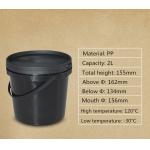 2L Unbreakable PP Round Bucket with Handle Transparent Plastic Food Grade Container