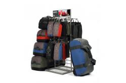 China Metal Double Sided Wire Grid Display Racks Backpack Display Stand With Hooks supplier