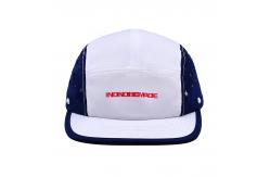China Customized Eyelets 5 Panel Camp Hat Flat Brim Waterproof Nylon Camper Cap supplier