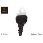 Loose Wave 35.56cm 14inch Remy Human Hair Closure Realistic Hair Line for sale