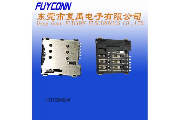 LCP Insulator SIM Push H1.35 6 Pin Card Socket Connector