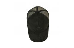 China Black 5 Panel Suede Trucker Hats With Curved Brim Embroidery Logo supplier