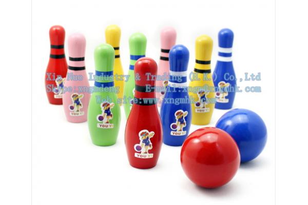 Wooden bowling, wooden children's bowling, bowling toys