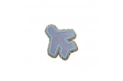 China Plane Shape Glitter Iron On Patches Merrowed Border For DIY Bags supplier