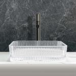 Square Shape 1 Hole Glass Vessel Basins 12mm Thickness With Pop Up Drain for sale