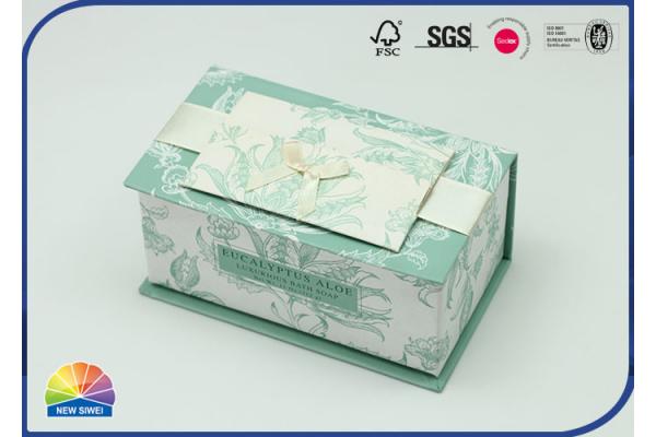 Bowknot Ribbon Decorated Hinged Lid Box Bath Soap Packaging
