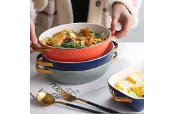 China Salad Lasagna Rectangular Ceramic Baking Dish With Handle Multifunctional supplier