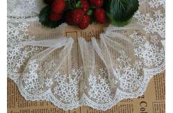 China Ivory Embroidery Nylon Lace Trim With Snowflake Pattern For Bridal Veil supplier