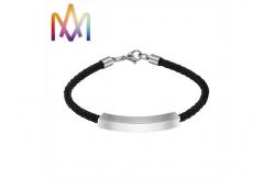 China 8g Arc Shaped Mens Custom Engraved Leather Bracelets supplier