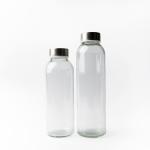 Personalized Custom 350Ml 500Ml 16Oz Transparent Glass Water Bottle With Stainless Steel Lid for sale