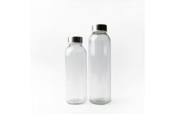 China Personalized Custom 350Ml 500Ml 16Oz Transparent Glass Water Bottle With Stainless Steel Lid supplier