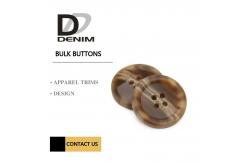 China Brown 4 Holes Plastic Buttons For Suits & Coats Horn Effect Finish supplier