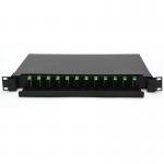 OEM Black Pull Type Optical Fiber Patch Panel 12 / 24 ports 19 Inches for sale