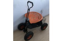 China Heavy Duty Garden Rolling Work Seat With Tool Tray Planting Orange supplier
