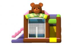 China Multi - Play Cute Inflatable Jump House Combo Brown Bear Double Slide supplier