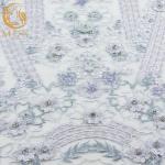 Perfect 3D Applique Lace Fabric Handmade 80% Nylon Luxury Beaded Fabric for sale
