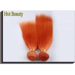 Orange Virgin Human Hair Extensions 12 Inch Double Stitch Weft Single Drawn